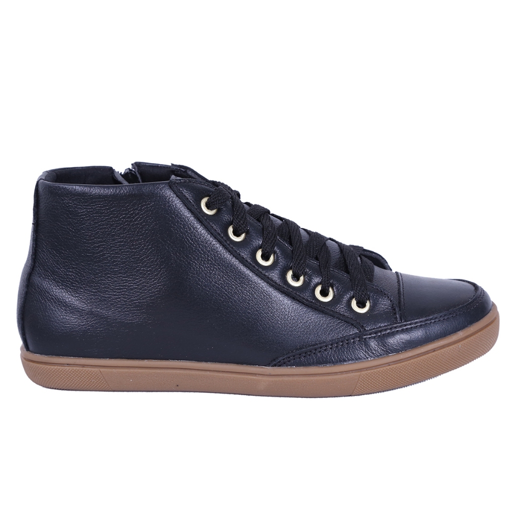 Bota Feminina em Couro Legítimo Cano Curto com Zíper – Conforto e Sofisticação