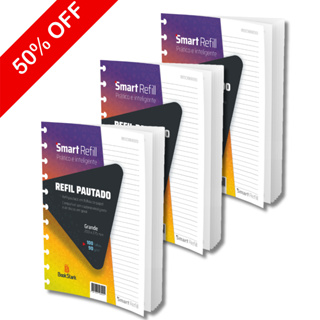 Caderno inteligente Kit 300 folhas Refil tamanho A4 Grande 11 Discos Pautado em Oferta na Shopee