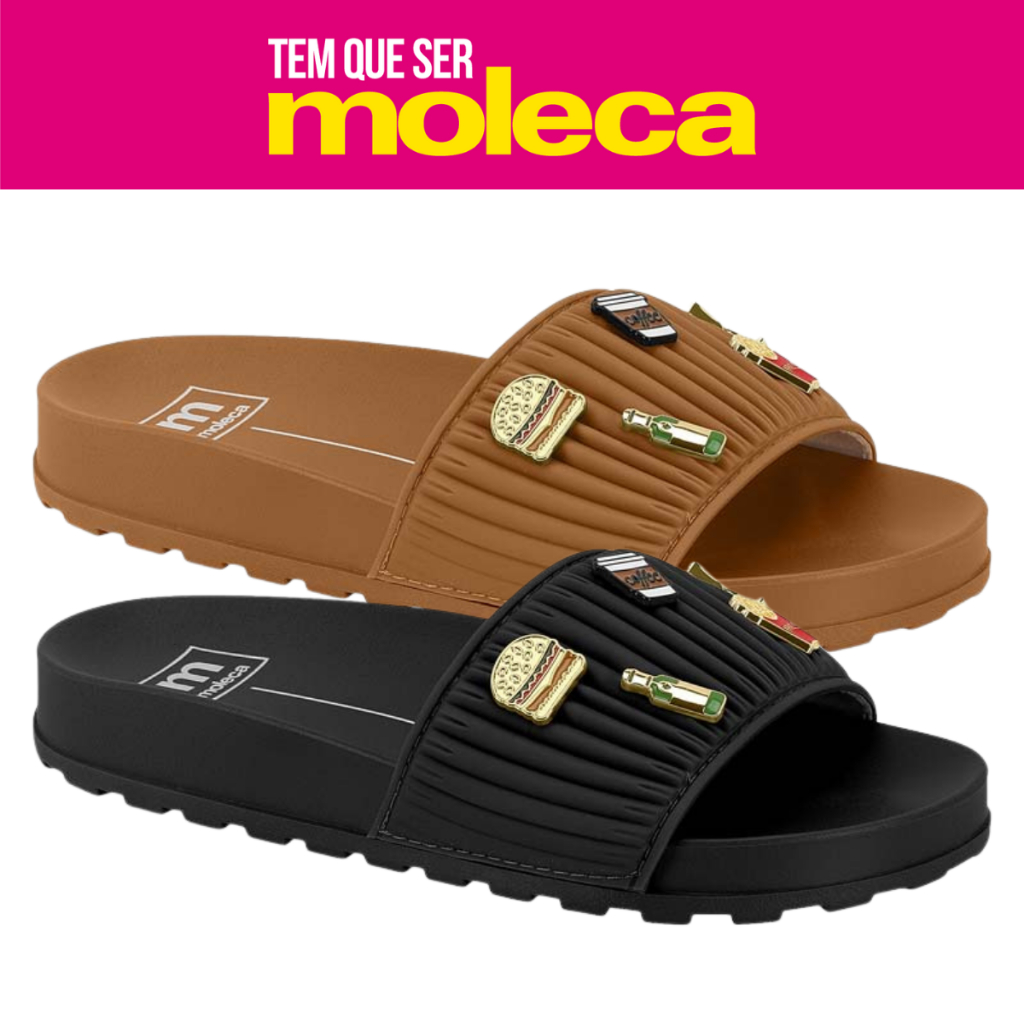 Chinelo Feminino Slide Papete Moleca Com Pins Flatform Tratorado Confortavel Anatomico Original