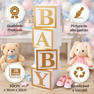 Cubo Baby Pintado / Decoração de Festa / Decoração Chá de Bebê e Revelação MDF 30CM em Oferta na Shopee