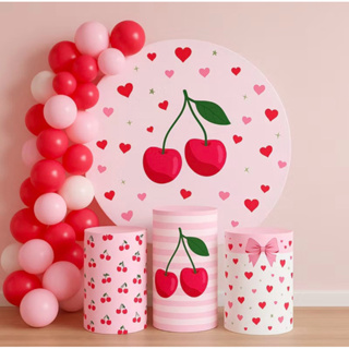 Trio Capas Cilindro + Painel Tema Cereja | Envio Rápido em Oferta na Shopee