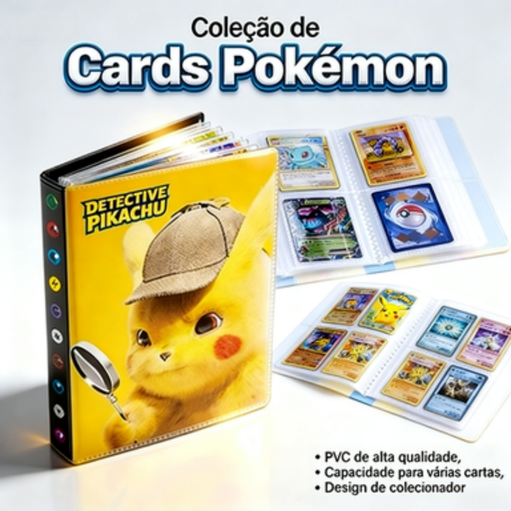 Álbum Pokémon TCG 240/400 Cartas  Pasta Reforçada para Colecionadores Proteção Total das Cartas