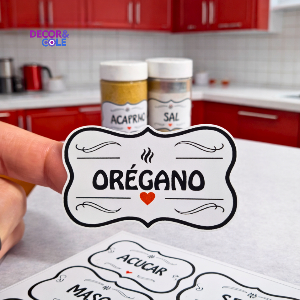 Kit 50 Adesivos Organizadores para Temperos e Mantimentos 5x3cm – Etiquetas Decorativas com Coração para Potes em Oferta na Shopee