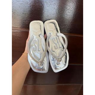 Sandalia Feminina Chinelo Nolzinho Tendencia Luxo Metalizado