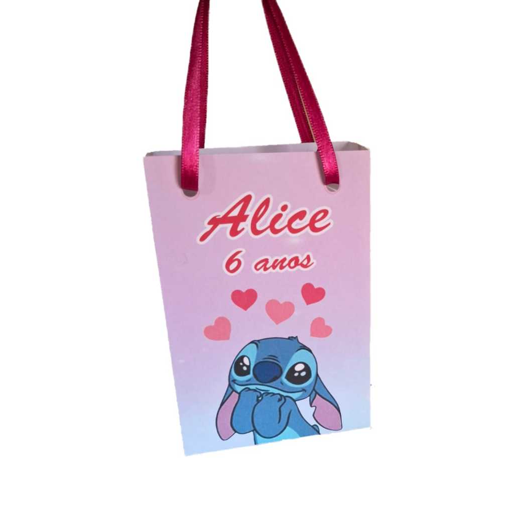 15 Sacolinhas Personalizadas Stitch e Angel Festa Aniversario Infantil Lembrancinhas