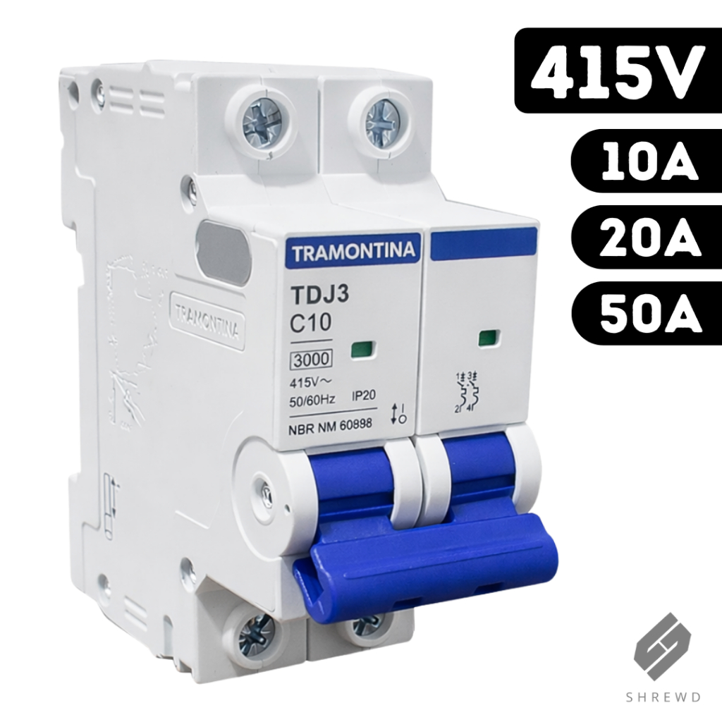 Disjuntor Termomagnético Bipolar Automático Compacto Tramontina 10A 20A 50A
