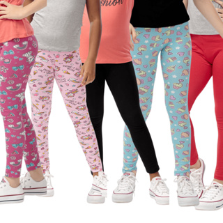 Kit Com 6 Peças Sortido Legging Infantil De Cotton Menina Algodão Juvenil Confortável em Oferta na Shopee