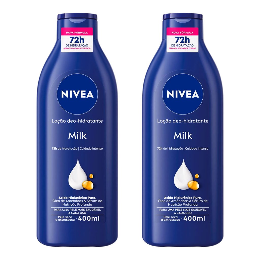 Kit 2 und Loção Hidratante Nívea Milk Pele Extra Seca 400ml em Oferta na Shopee