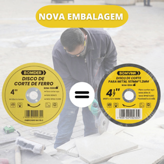 Kit 20/50/100 Disco De Corte De Ferro Corte Fino 4,1/7'' 107mm Furo 16mm em Oferta na Shopee