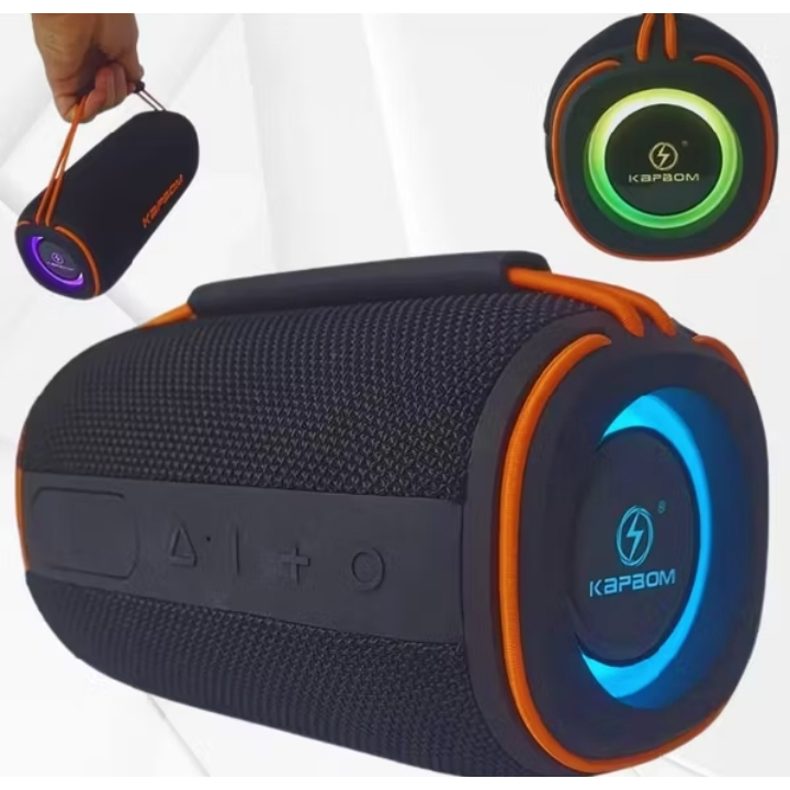 Caixa de Som LED RGB Bluetooth Portátil TWS 30W Kapbom KA-8296 Alto-falantes duplos à prova d