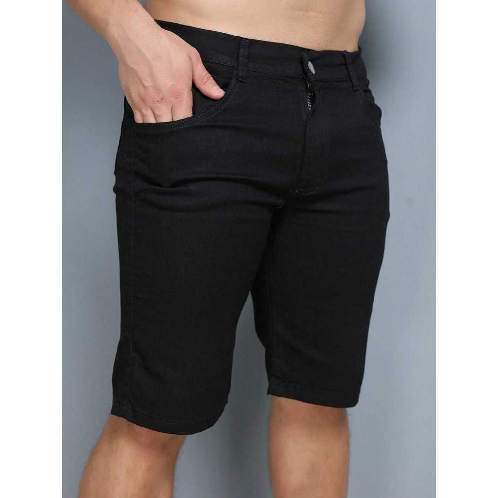 Bermuda Short Jeans Masculino com Lycra Elastano Preto