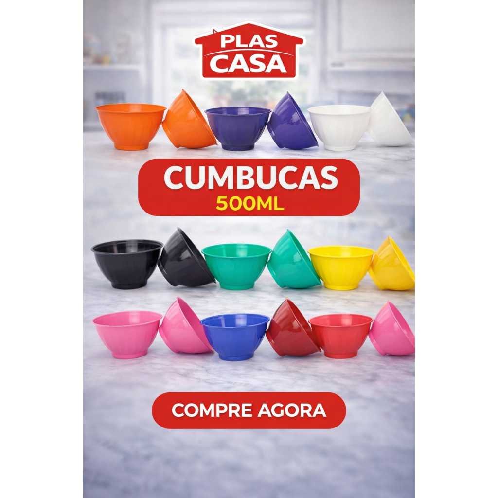 6 Cumbucas de 500ml da PLASCASA Utilidades
