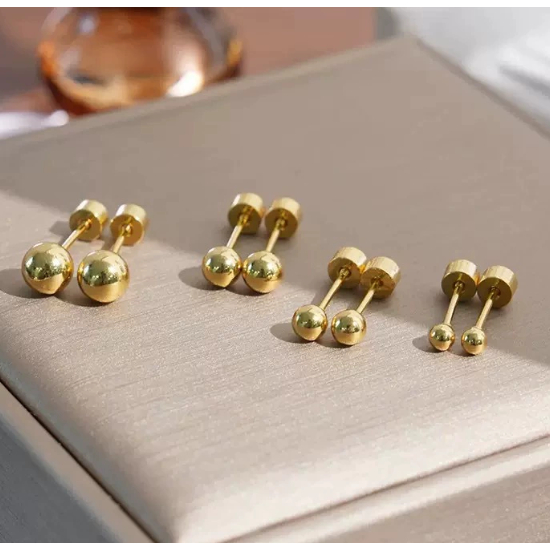 Kit 3 Pares Brincos de aço inoxidável redondos em Oferta na Shopee