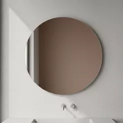 Espelho Redondo Lapidado 40 50 60cm c/ Fita Dupla Face para Sala Quarto Banheiro Moderno