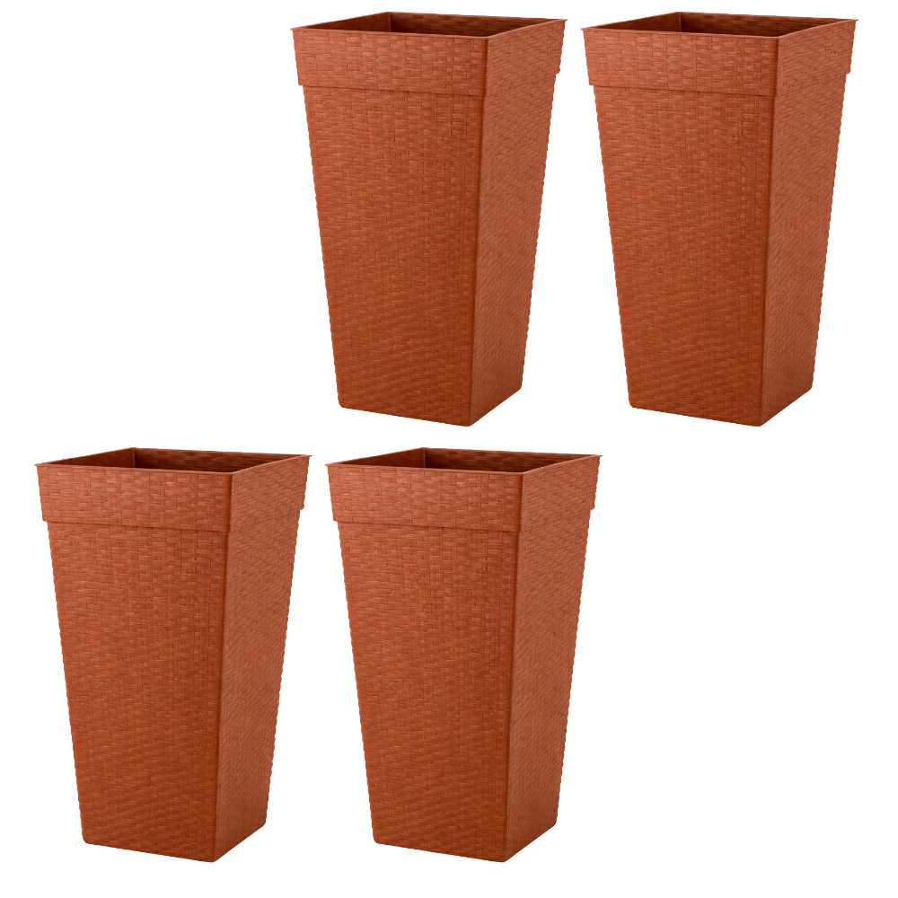 Kit 4 Vasos 28 Litros jardim Quadrado Vime Rattan Flores Plantas Frutíferas Jardim Plasnew em Oferta na Shopee