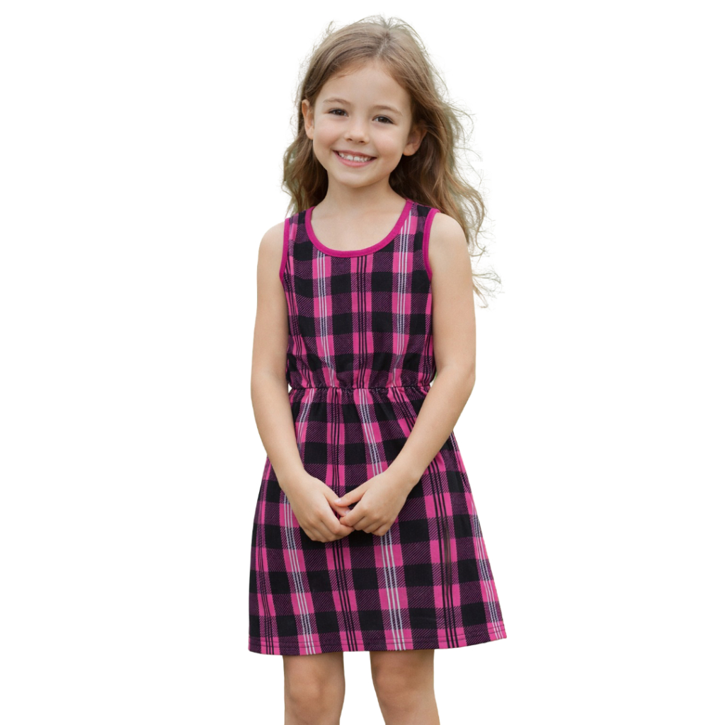 Vestido Infantil Menina Xadrez Pink