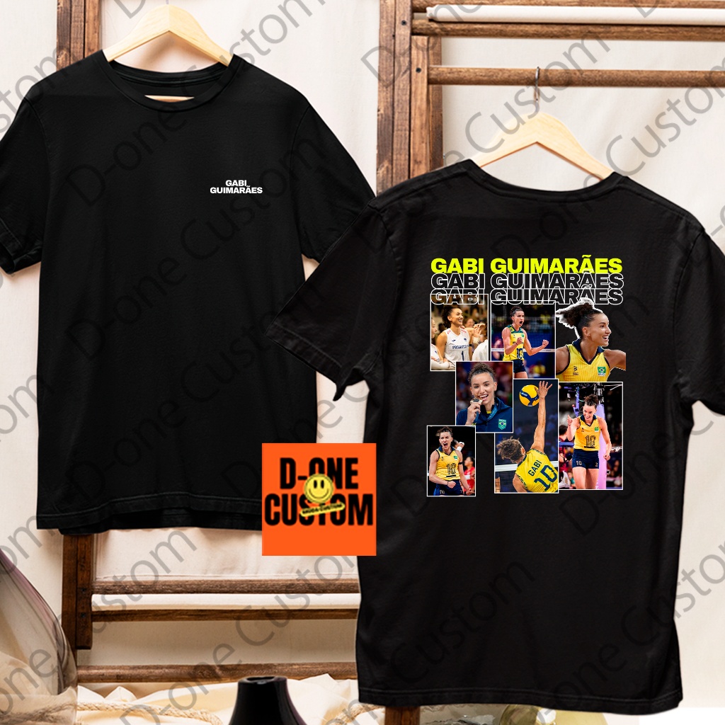 Camisa Camisetas Gabi Guimarães Vôlei Brasileiro Atleta Jogadora Blusa Estampada Fotos e Nome Costa