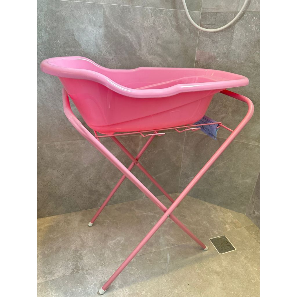 Banheira De Bebê 20 Litros com Suporte Retrátil Até 18kg - Rosa