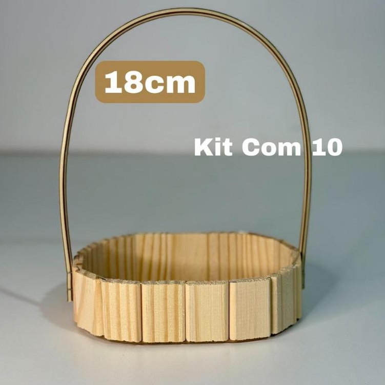 Kit 10 Cesta Fraldeira Madeira 18cm Oval em Oferta na Shopee