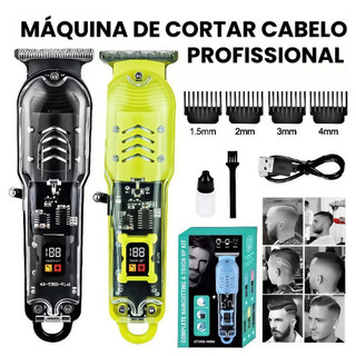 Máquina De Cortar Cabelo Profissional Smart Lcd Barbeador Elétrico Transparente Sem Fio Para Homens