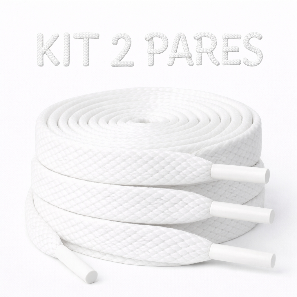Kit 2 Pares Cadarço - 120cm 8mm Algodão - Para Tenis Esportivo e Casual Duravel - ENVIO NO MESMO DIA