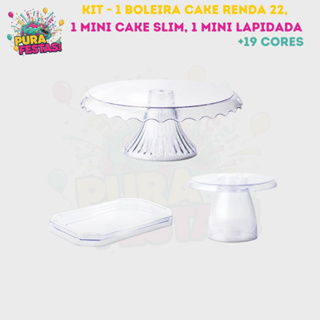 Kit Festa - Boleira Cake Renda 22, 1 Mini Lapidada, 1 Mini Slim - Diversas Cores em Oferta na Shopee