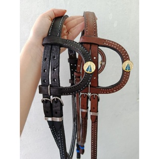 Cabeçada orelhinha couro santinha vaquejada luxuosa vaqueiro em Oferta na Shopee