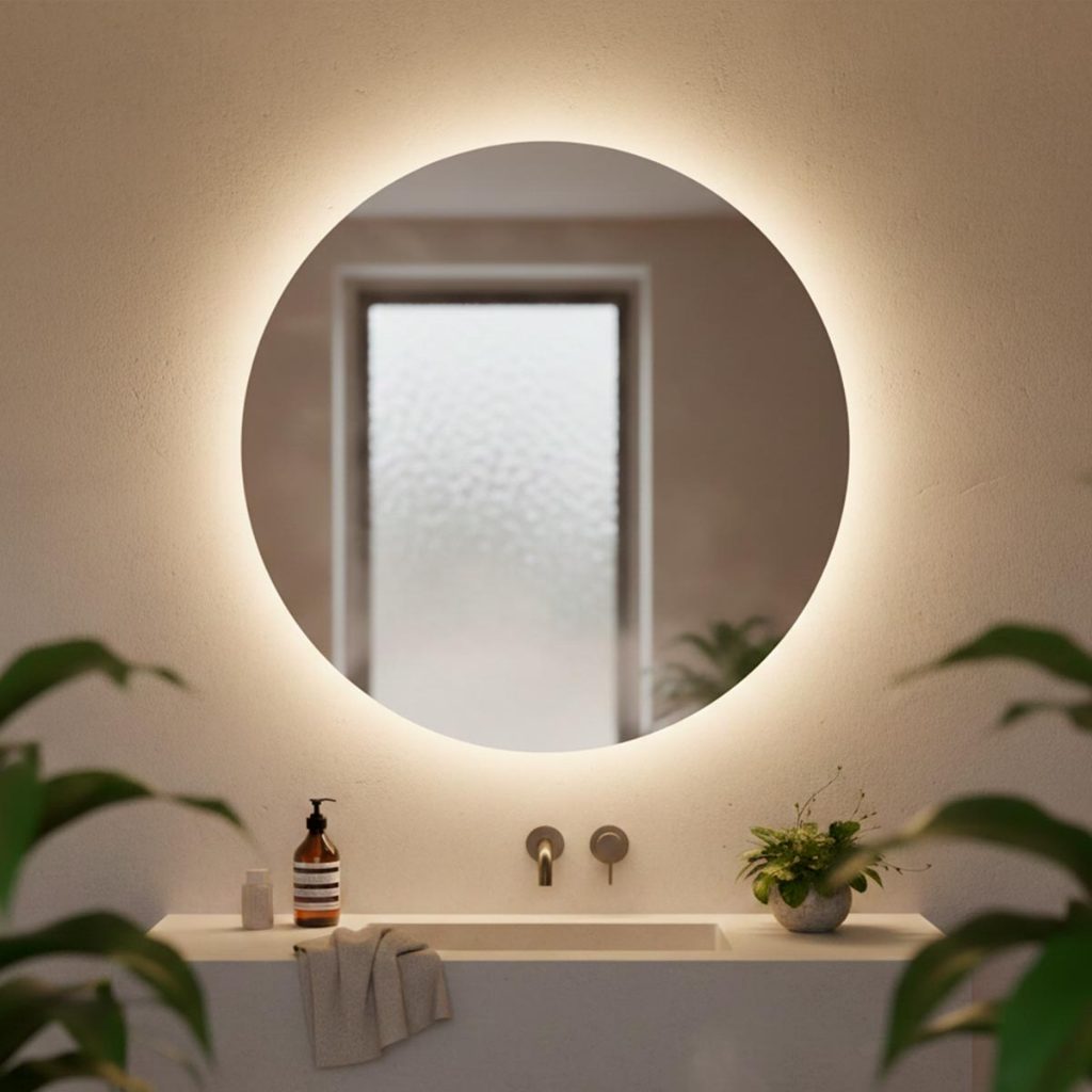 Espelho Decorativo Redondo para Escritório Sala Quarto Banheiro com Led 30cm + Suporte em Oferta na Shopee