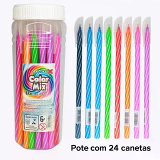 Caneta Esferográfica 0,7mm Pote 24 Unidades Cores Variadas Preta, Azul, Rosa, Roxa, Coloridas, Sortidas - Make+ em Oferta na Shopee