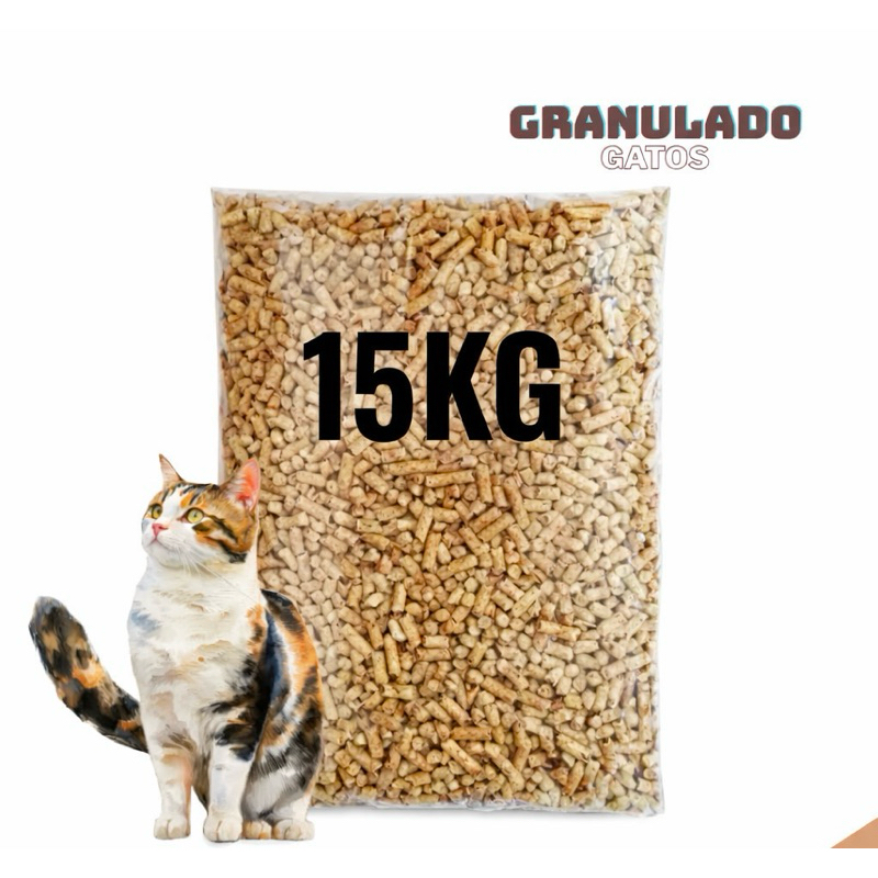 Granulado PREMIUM Higiênico De Madeira Biodegradável Gatos e Roedores 15kg em Oferta na Shopee