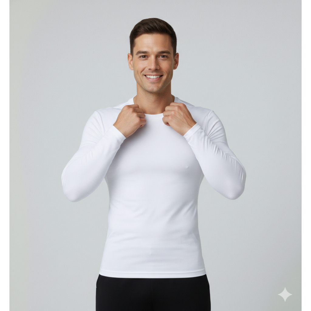 Blusa Esportiva / Camiseta Rashguard / Segunda Pele  Gola Caréca / Calor ou Frio de Manga Longa / Camisa Ciclista