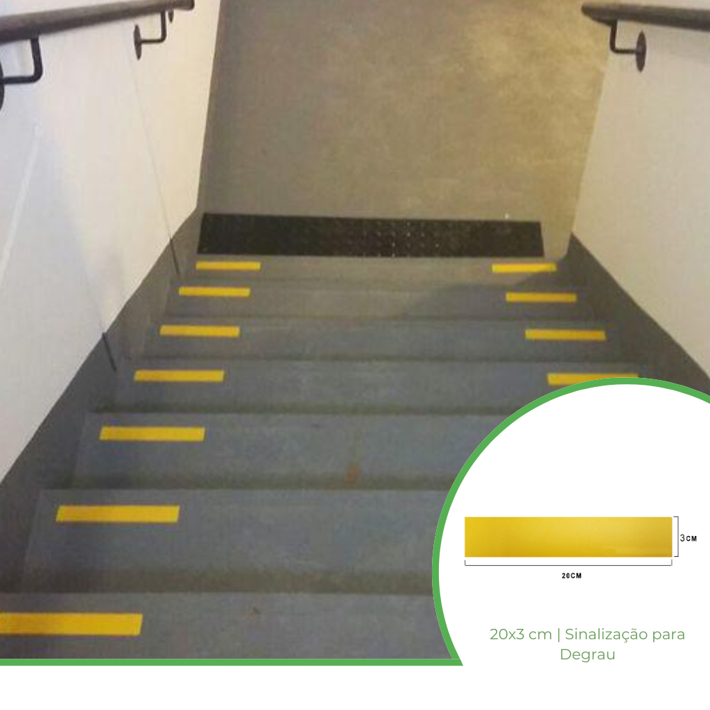 Kit 10 Faixas de Sinalização para Degraus Amarela 20x3cm - Direct Borrachas em Oferta na Shopee