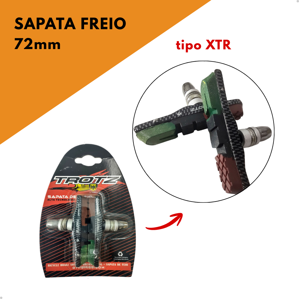 Sapata Pastilha De Freio 72mm Orbital Para Freio V-brake Tipo XTR Bike MTB