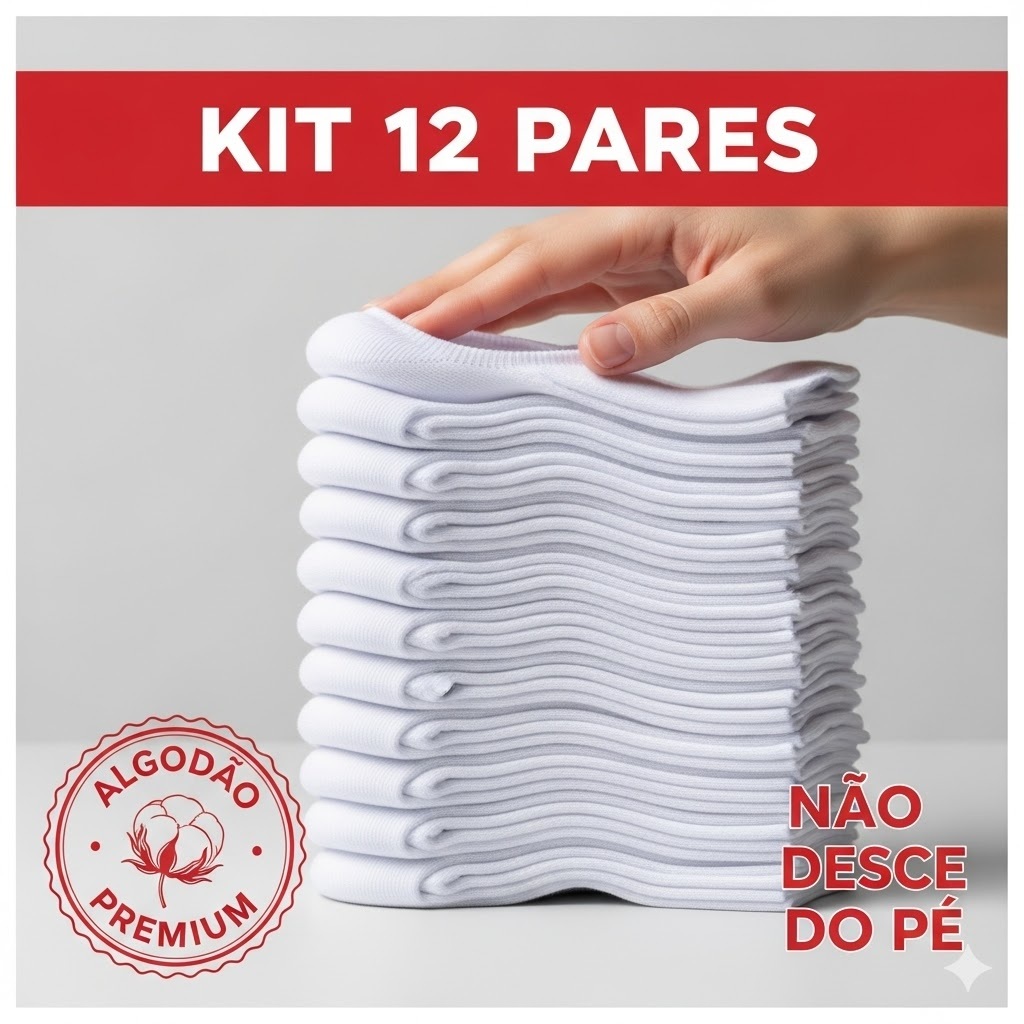 Kit 12, 6 ou 3 Pares Meia Soquete Algodão Cano Curto Unissex Confortável