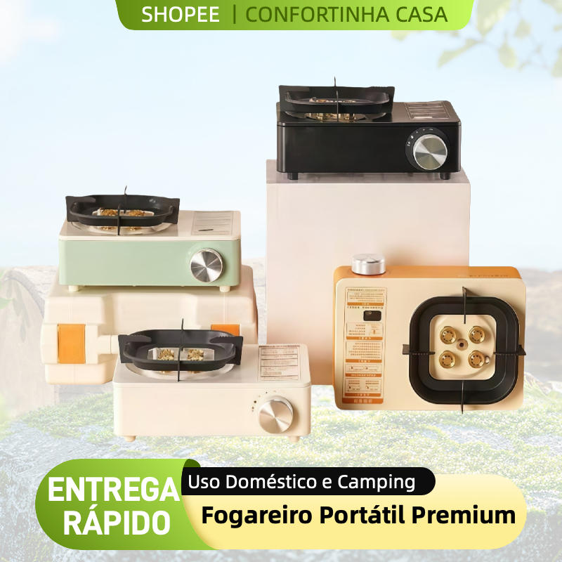 Fogão a Gás Portátil para Camping e Pescaria com Acendedor Automático