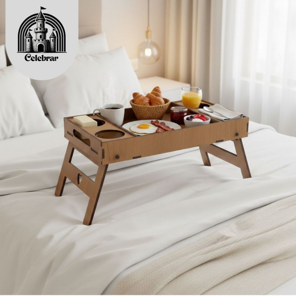 Bandeja Mesa Café da Manhã Na Cama Com Pezinhos Retrátil Sofá Porta Copos