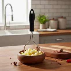 Amassador Manual de Legumes e Batatas em Aço Inox com Cabo Confortável de Plástico Duhome