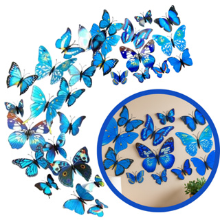Kit com 24 Borboletas decorativas 3d com Adesivo para Decoração de Geladeira Quarto Teto Parede em Oferta na Shopee
