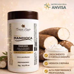 Máscara de Hidratação de Mandioca para Crescimento do Cabelo Fios Fortes Macios Nutridos e Saudáveis