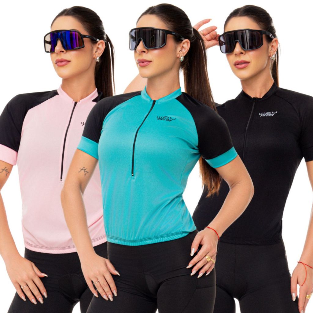 Conjunto Ciclismo Kit Camisa Way Fresh e Bermuda Espuma Camiseta e Short Feminino Roupa Bike Pedal em Oferta na Shopee