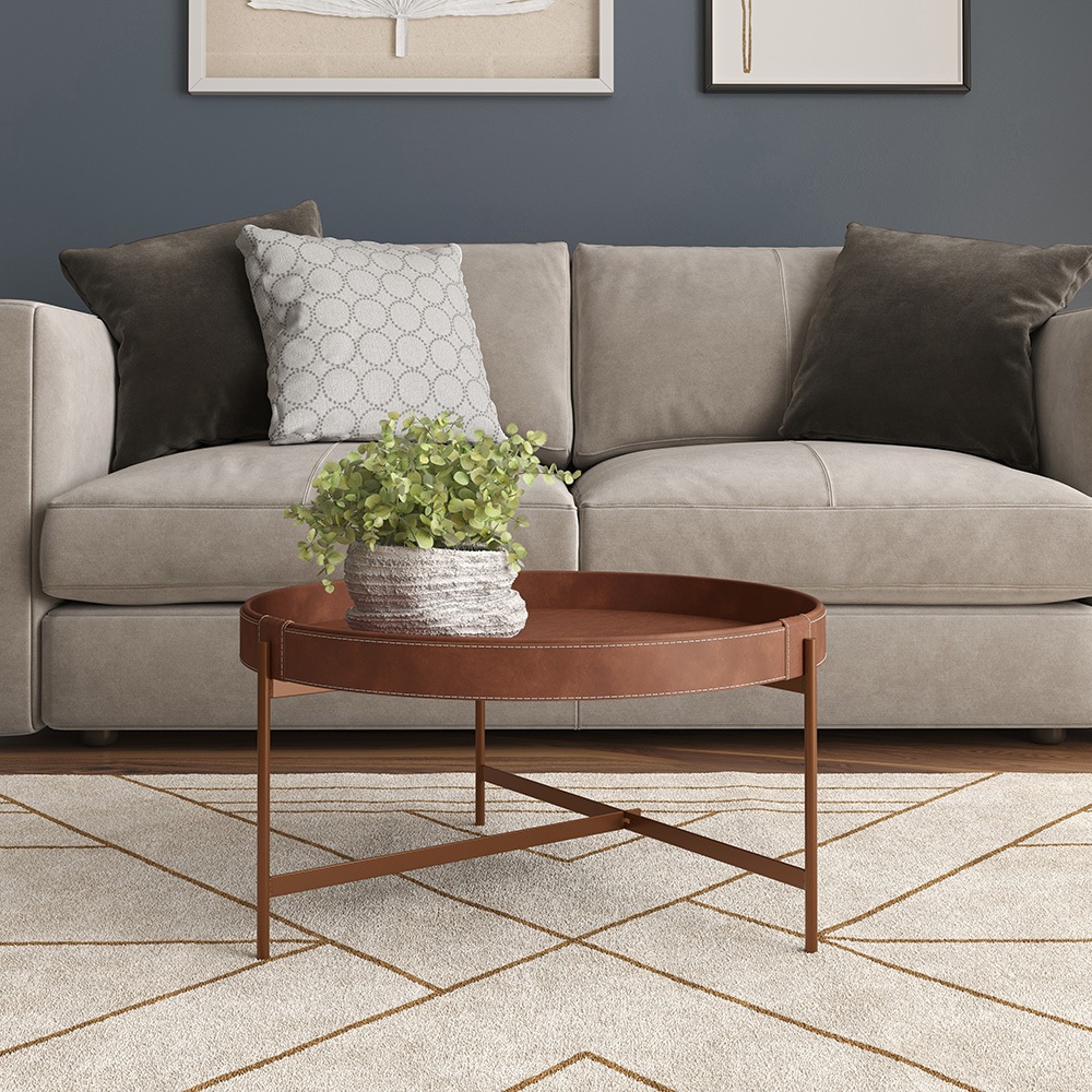 Mesa De Centro Premium Para Sala, Sala de Estar, Quarto decorativa 60 CM De Couro Décor Pa...