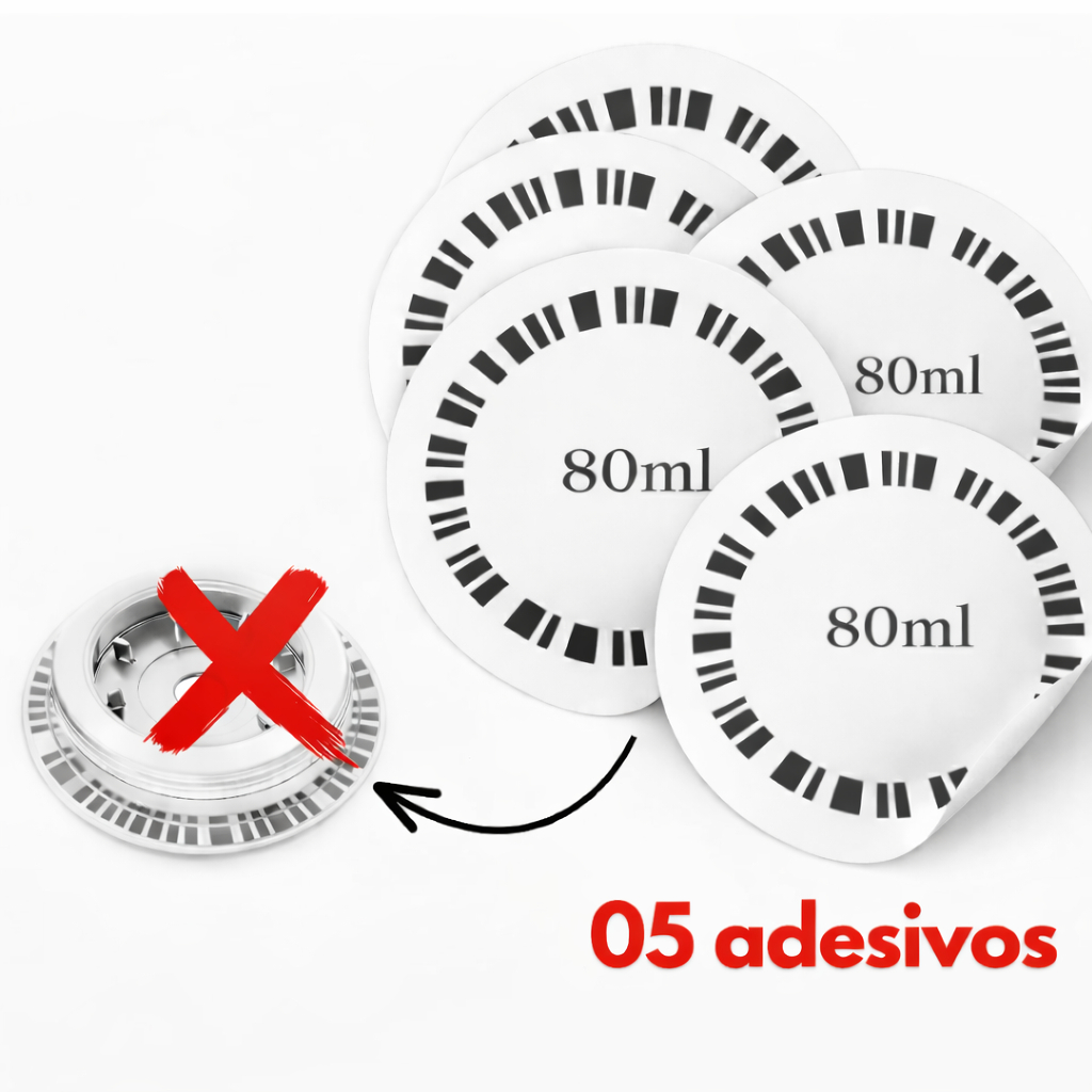 05 Códigos de Barra Adesivo para Adaptador Vertuo Inox Maquina Nespresso 80ml - Mibea/ Icafilas