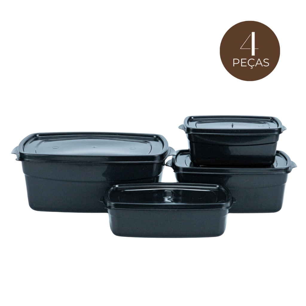 Utilidade Doméstica Conjunto de Potes Plástico 4 Peças Reforçado Armazenamento de Alimentos