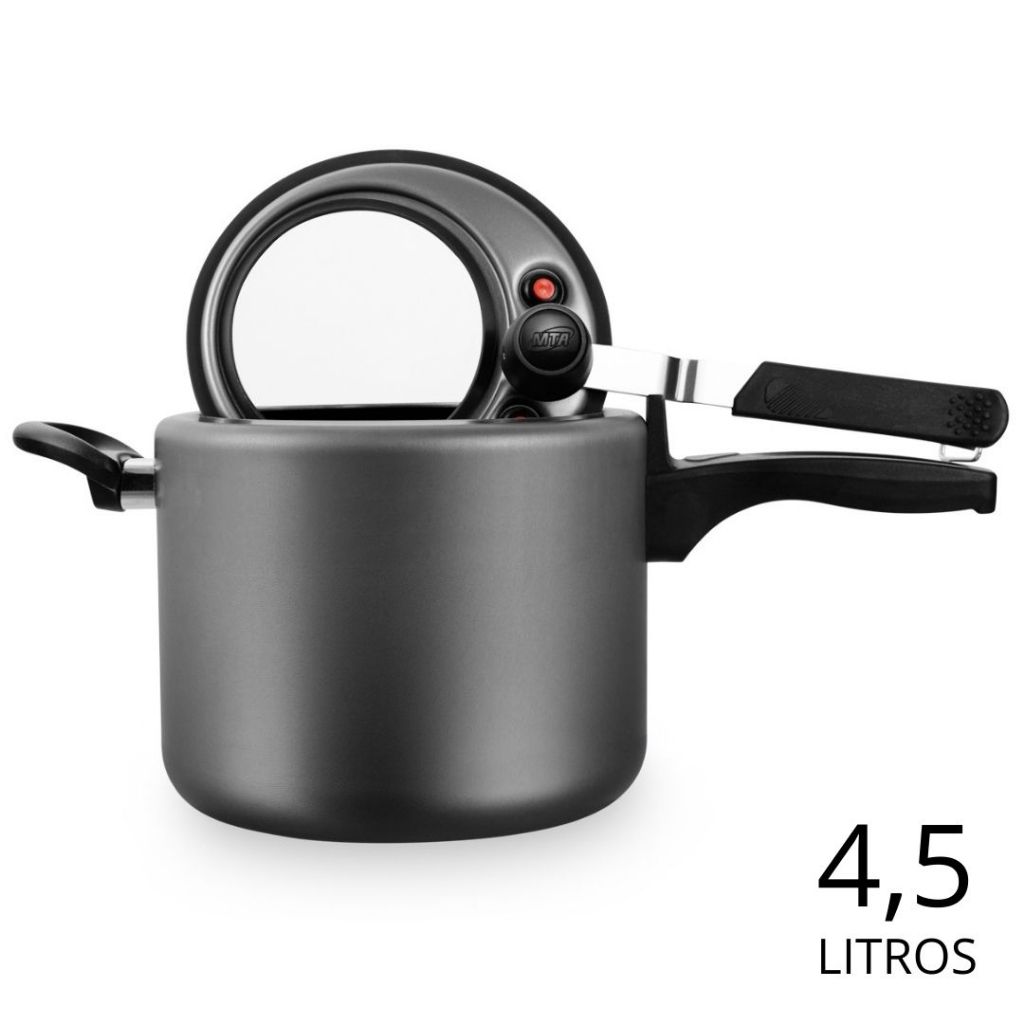 Panela de Pressão 4,5L Antiaderente Com Visor Grande Superior MTA Grafite/Cereja/Baunilha