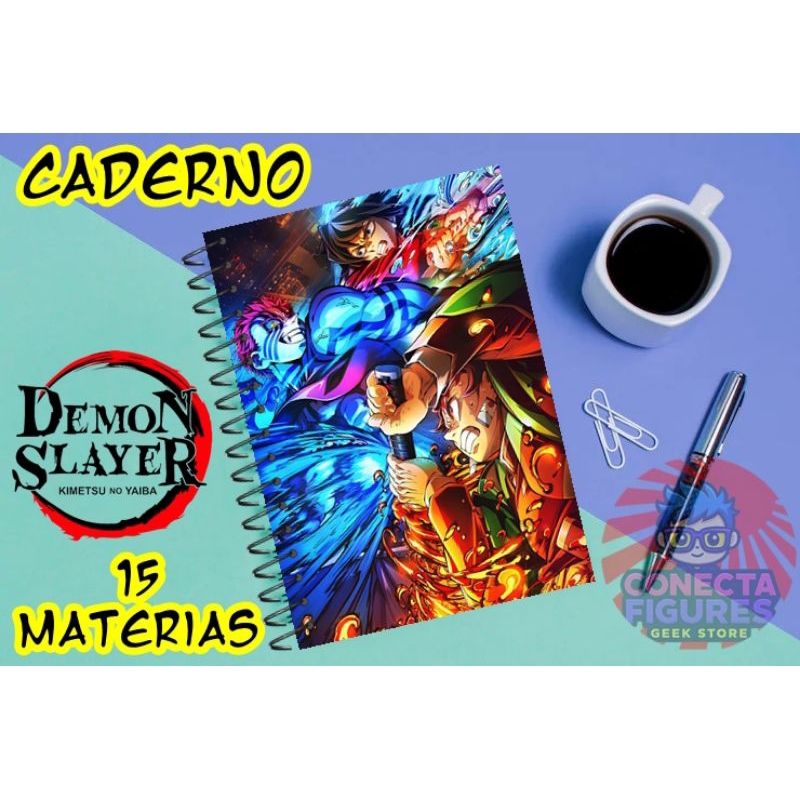 Demon Slayer Caderno 15 matérias anime manga