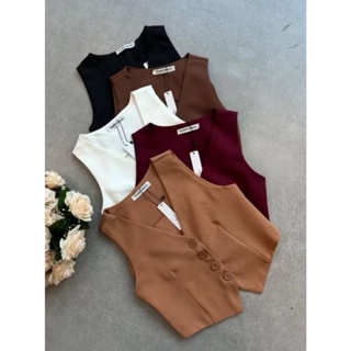 Colete Linho Feminino Rústico Social Decote V SEM BOLSO Elegante em Oferta na Shopee