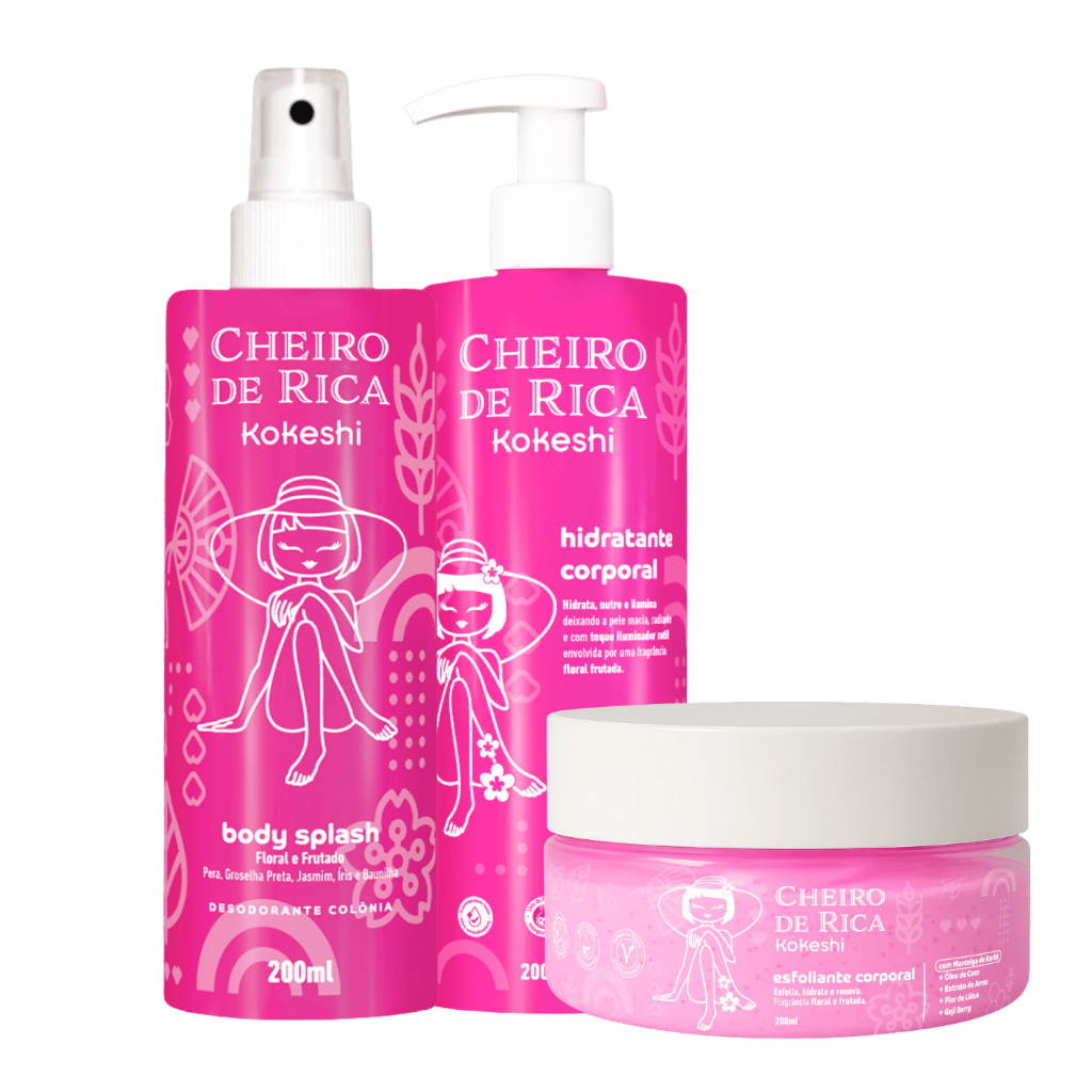 Kit Hidratante Esfoliante Body Splash Cheiro de Rica Kokeshi em Oferta na Shopee
