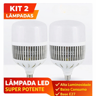 Kit 2 Lâmpadas Led Bulbo 100W Alta Potência Bivolt Bocal E27 Adaptador E40 em Oferta na Shopee