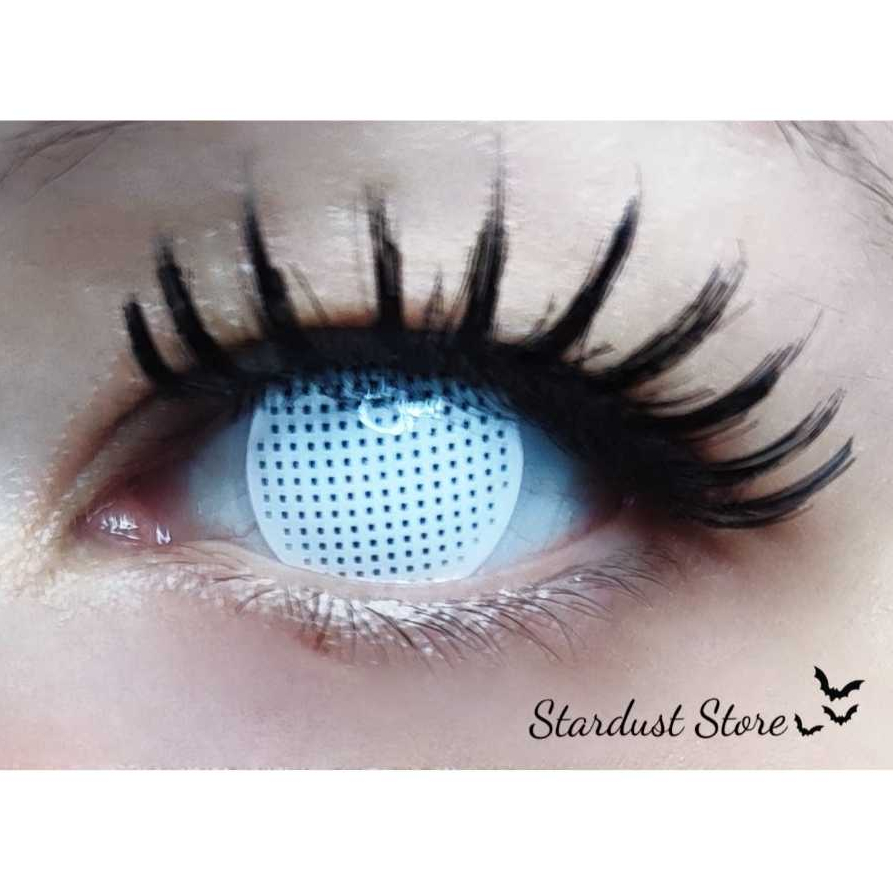 Stardust Store Lente de contato Branca White Mesh cega Lisa NO BRASIL pronta entrega halloween cosplay ANUAL Par