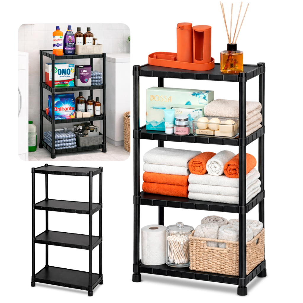Estante Organizadora Plastica Prateleira Multiuso Modular Resistente 4 Andares